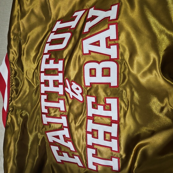 Mitchell and Ness Satin Gold San Francisco 49ers Heavyweight Jacket. XXL - Picture 10 of 16